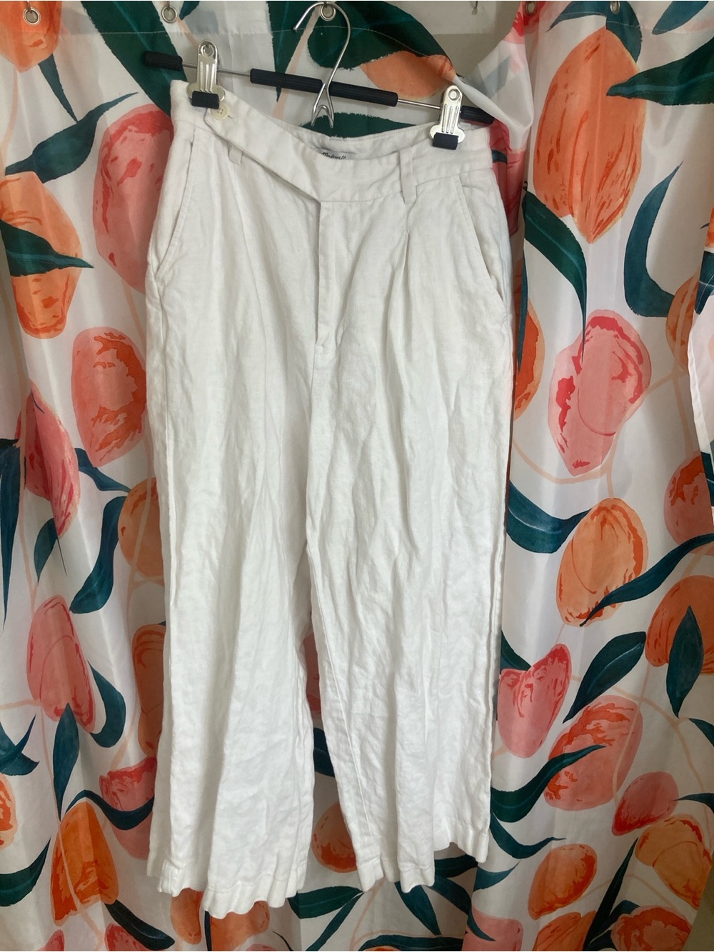 Madewell White Linen-Blend Straight Leg Chinos